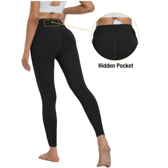 Young Charm, 4 Pack Yoga Pants/Leggings with Pockets, High Waist, Size XL - Picture 5 of 13